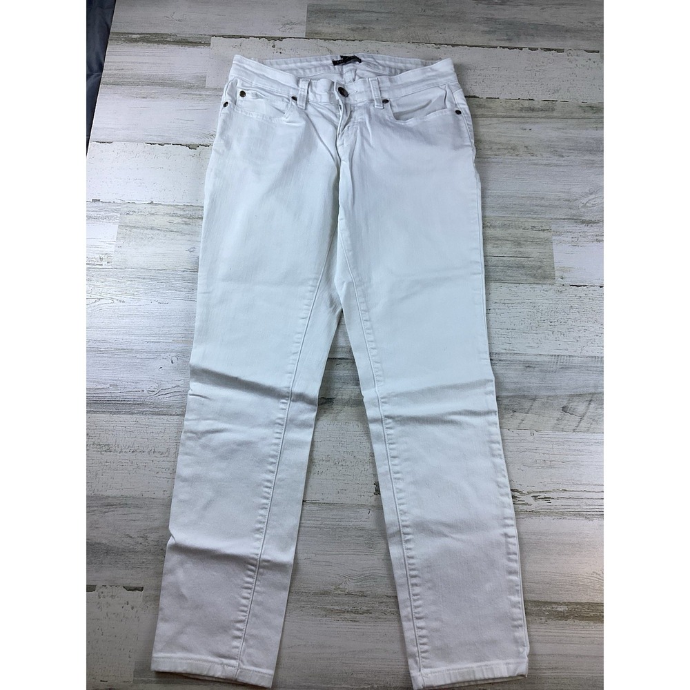 Eileen Fisher Jeans Womens 4P Ivory Denim Skinny Organic Cotton Stretch